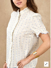 Load image into Gallery viewer, Short Sleeve Cotton Blouse With Ruffles