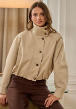 Load image into Gallery viewer, Beige Funnel Neck Trench Bomber Jacket

