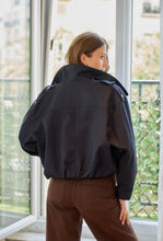 Load image into Gallery viewer, Navy Funnel Neck Trench Bomber Jacket
