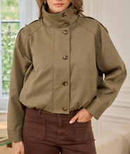 Load image into Gallery viewer, Khaki Funnel Trench Bomber Jacket
