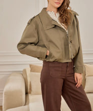 Load image into Gallery viewer, Khaki Funnel Trench Bomber Jacket
