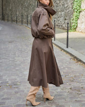 Load image into Gallery viewer, Chocolate Brown  Funnel Neck Trench Bomber
