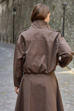 Load image into Gallery viewer, Chocolate Brown  Funnel Neck Trench Bomber
