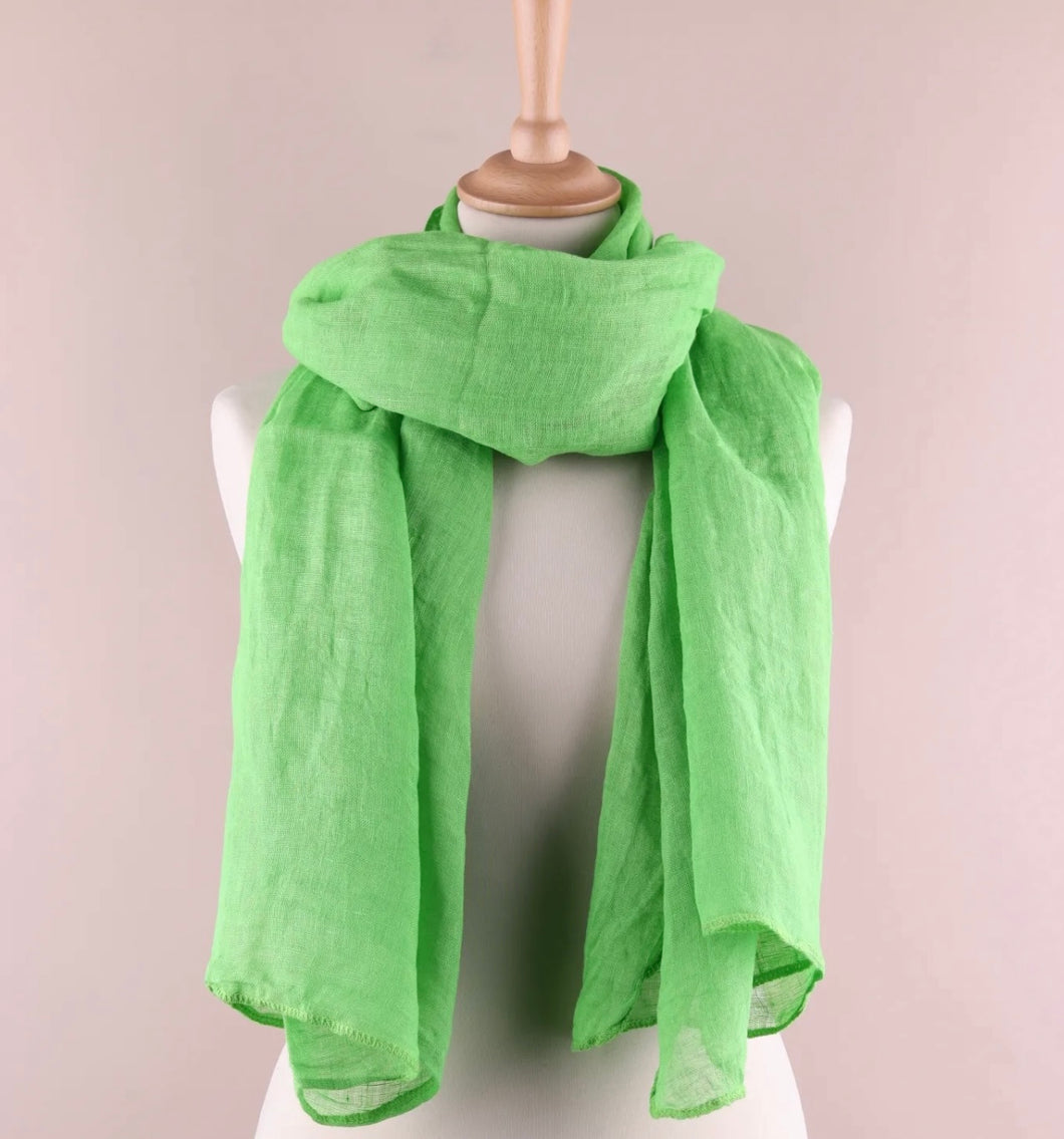 Apple Green Linen Scarf