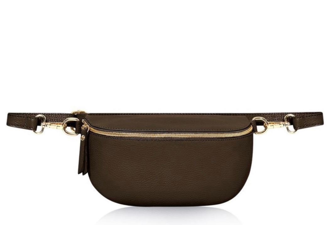 Chocolate Brown Soft Leather Medium Sling Bag