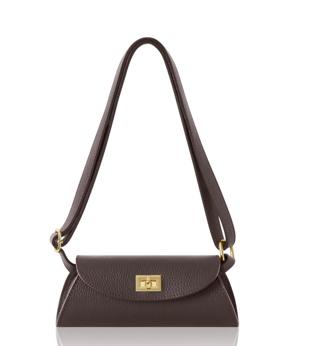 Chocolate Brown Front Opening Leather Bag